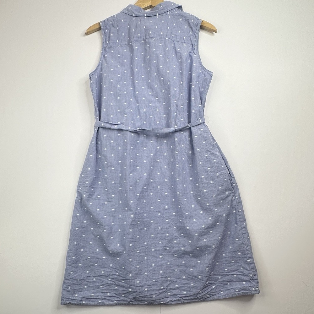 Tommy Hilfiger Dress Size 6 Blue White Polka Dot Cotton Shirt Dress Belted - Picture 2 of 8